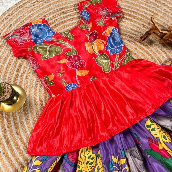 Kalma Kari Printed & Embroidered Girl's Lehenga - Picture 6 of 7